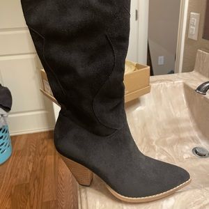 Black suede boots